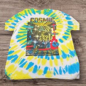 Mushroom Cosmic Liquid Blue Tie-Dye T-Shirt